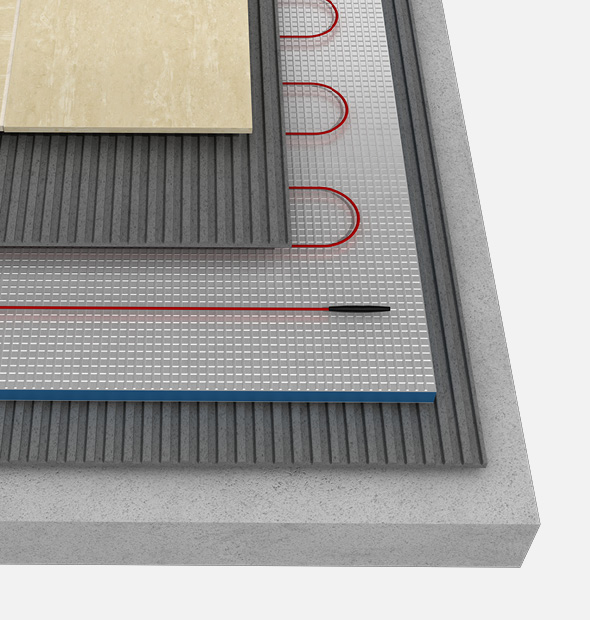 Electric underfloor heating mat exploded installation diagram