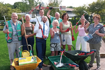 The Fastwarm team supplying gardening tools to Little Havens Childrens Hospice